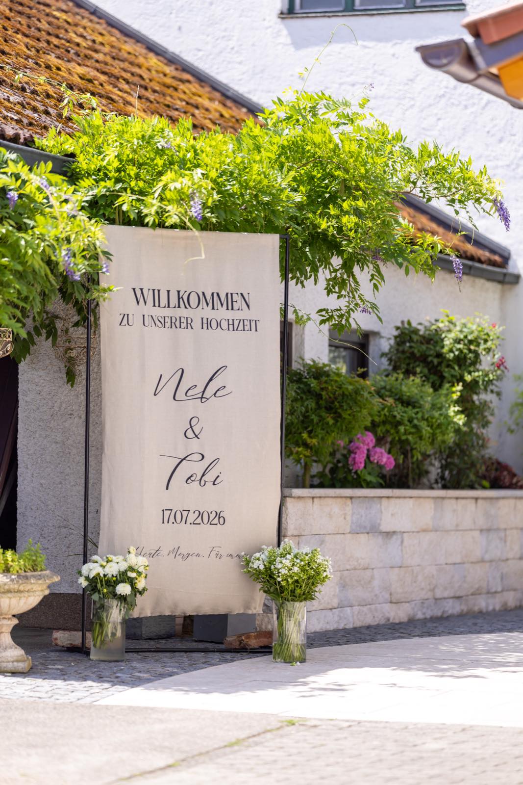 Willkommensbanner zur Hochzeit